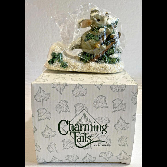 Charming Tails ~ WHO PUT THAT TREE THERE? Figure 87/621 ~ Fitz & Floyd NIB - Picture 1 of 9